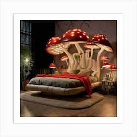 Mushroom Bed Art Print