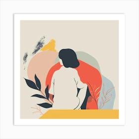 Woman Sitting On A Bench Art Print