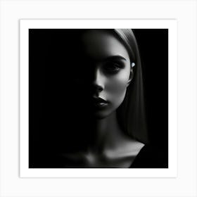 Portrait Of A Woman In The Dark Art Print