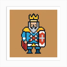 Pixel Art Medieval King Poster Art Print
