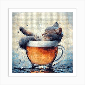 CAT BATHING IN BEER Art Print