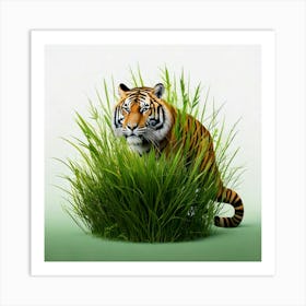 Tiger In Grass Art Print