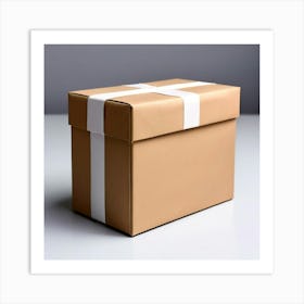 Mock Up Blank Box Parcel Cardboard Customizable Template Unprinted Clean Simple Minimalis Art Print