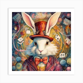 Alice In Wonderland The White Rabbit 2 Square Art Print
