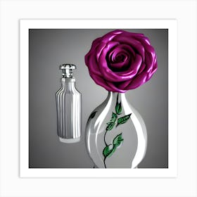 Perfume Bottle And Rose Art Print