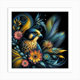 Eagles And Flowers 4 Art Print