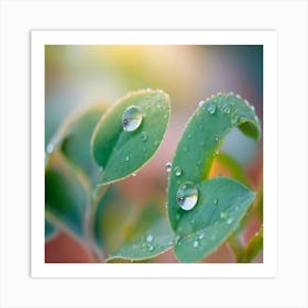 Albedobase Xl A Picture Of A Green Plant With Dewdrops On It 0 (1) Art Print