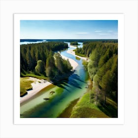 Forest Water Nature Tree Copy Space Creek Summer Sand Aerial Moss Clear Sky Vacation Sun (2) Art Print