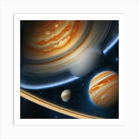 Saturn And Its Moons Art Print