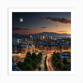 Vancouver Cityscape At Dusk Art Print