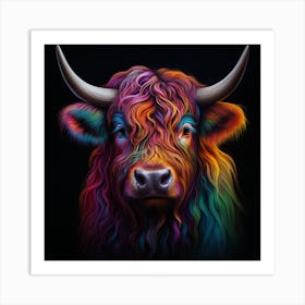 Colourful Rainbow Highland Cow 1 Art Print