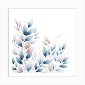 Watercolor Leaves On A White Background 4 Art Print