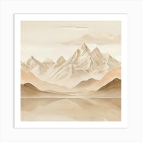 Mountain Range Beige landscape Art Print