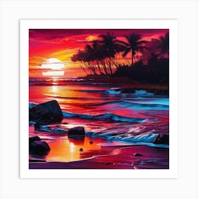 Sunset At The Beach 240 Art Print