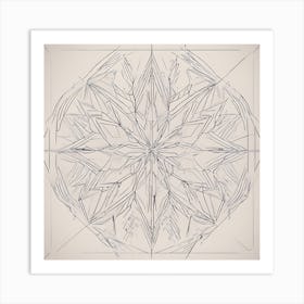 0 Symmetry, Snowflakes, Minimal Line Drawing 4 Art P Esrgan V1 X2plus Art Print