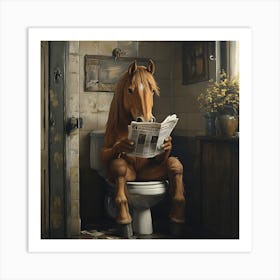 Horse Reading Newspaper 1 Art Print