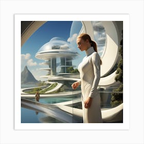 Woman In Futuristic Space Art Print