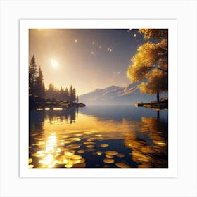 Sunset Over Water 2 Art Print