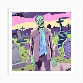Zombie In The Graveyard Art Print