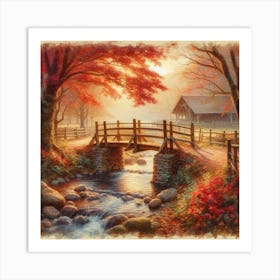 Autumn Bridge Art Print