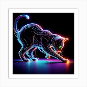 Neon Cat Art Print