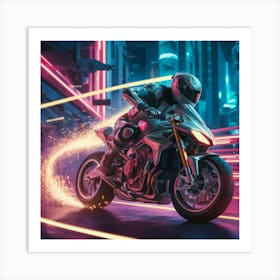 Neon Biker Art Print