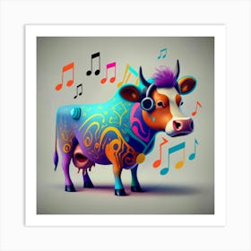 Cow With Music Notes 4 Art Print