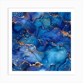 Blue And Gold Abstract Painting 1 Art Print