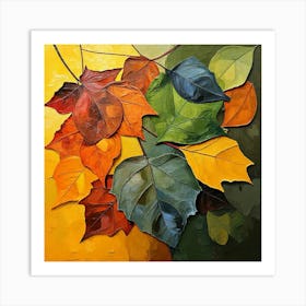 Autumn Leaves Pallete Oil AI 22 Nov 24 Art Print