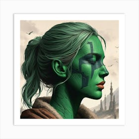 Green Face Art Print