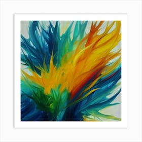 Gorgeous, distinctive yellow, green and blue abstract artwork 15 Art Print