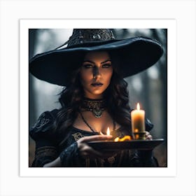 Witch Holding A Candle Art Print