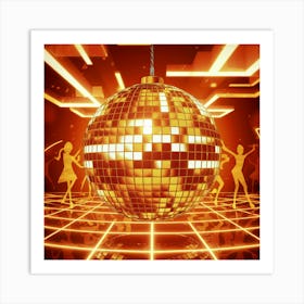 Disco Ball Orange Disco Poster Trendy Aesthetic (2) Art Print