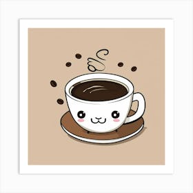 Kawaii Coffee Cup Art Print