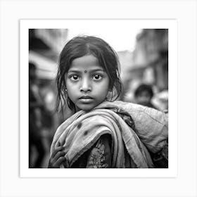 Portrait Of A Girl In Kolkata Art Print