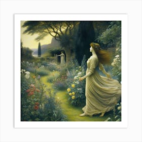 Girl In A Garden 2 Art Print