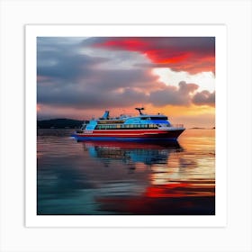 Sunset On A Ferry Boat Art Print