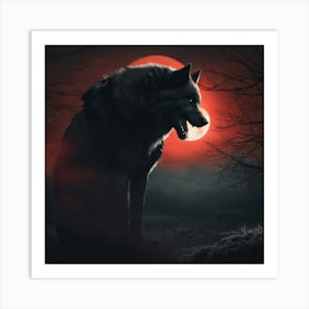 Wolf In The Moonlight 3 Art Print