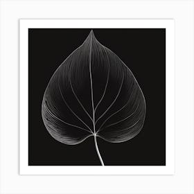 A Minimal Plant Leaf Black 3 Art Print