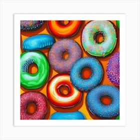 Colorful Donuts Orange Art Print