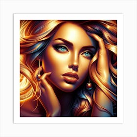 Beautiful Woman With Long Hair 1 Art Print