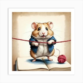 Hamster On A Book Art Print