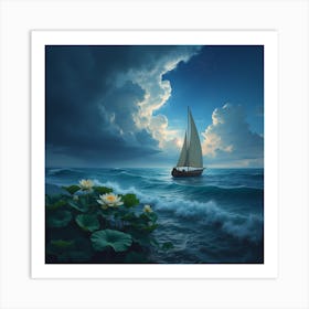 Sailboat On The Ocean Art Print