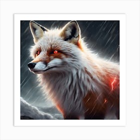 Fox In The Rain 1 Art Print