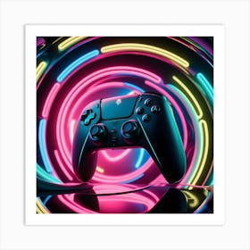 A Highly Stylized And Dramatic Photograph Of A Sleek Modern Game Controller 1 Art Print