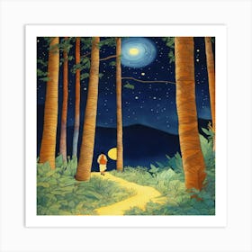 Girl In The Woods Art Print