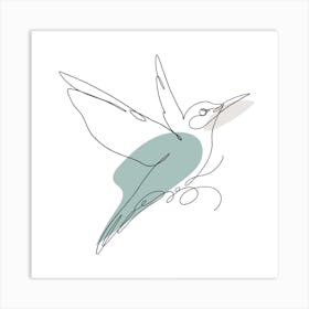 Hummingbird One Line Art Art Print