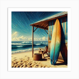 Surfboard On The Beach 9 Art Print