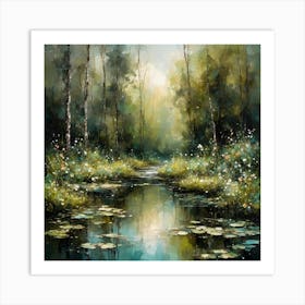 Pond Deep In The Forest Art Print