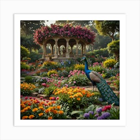 Peacock In The Garden 3 Art Print